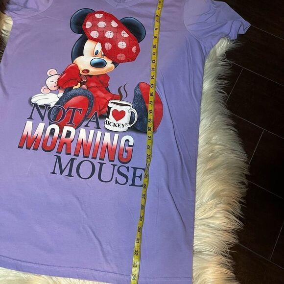 Disney Lavender “Not a morning mouse” long t shirt dress sz OSFM - Picture 5 of 6